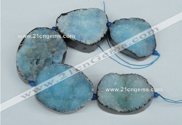 CNG1495 8 inches 30*35mm - 35*45mm freeform agate beads with brass setting