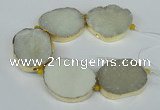 CNG1497 8 inches 30*35mm - 35*45mm freeform agate beads with brass setting