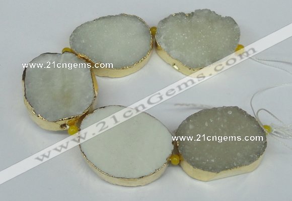 CNG1497 8 inches 30*35mm - 35*45mm freeform agate beads with brass setting