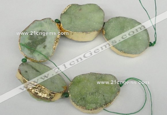 CNG1500 8 inches 30*35mm - 35*45mm freeform agate beads with brass setting