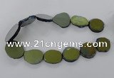 CNG1502 15.5 inches 22*25mm - 30*35mm freeform plated agate beads