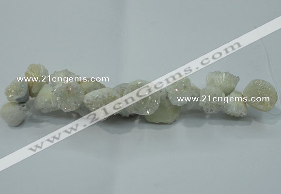 CNG1535 7.5 inches 10*14mm - 15*20mm nuggets plated druzy agate beads