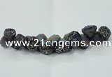 CNG1537 7.5 inches 10*14mm - 15*20mm nuggets plated druzy agate beads