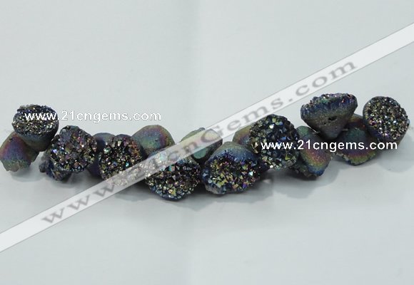 CNG1537 7.5 inches 10*14mm - 15*20mm nuggets plated druzy agate beads