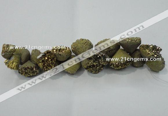 CNG1538 7.5 inches 10*14mm - 15*20mm nuggets plated druzy agate beads