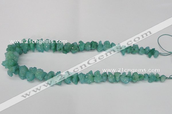 CNG1539 15.5 inches 6*8mm - 15*20mm nuggets plated druzy quartz beads