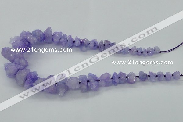 CNG1543 15.5 inches 6*8mm - 15*20mm nuggets plated druzy quartz beads