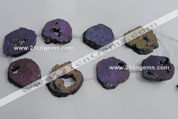 CNG1563 30*40mm - 40*50mm freeform plated druzy agate beads