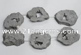 CNG1568 30*40mm - 40*50mm freeform plated druzy agate beads