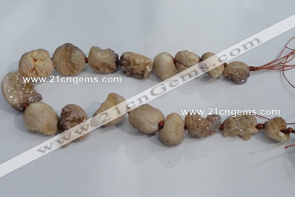 CNG1576 18*25mm - 20*30mm nuggets plated druzy agate beads