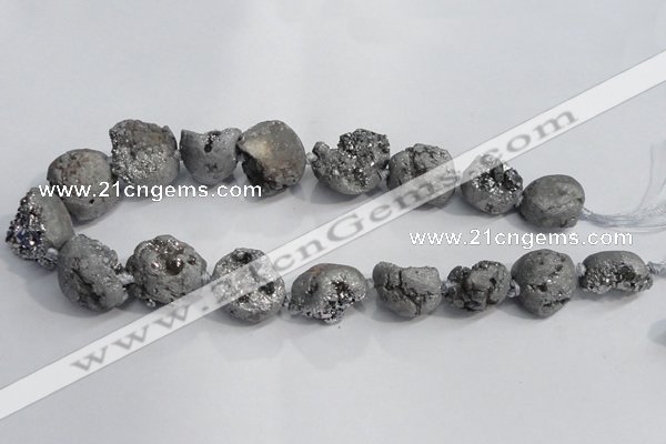 CNG1577 18*25mm - 20*30mm nuggets plated druzy agate beads