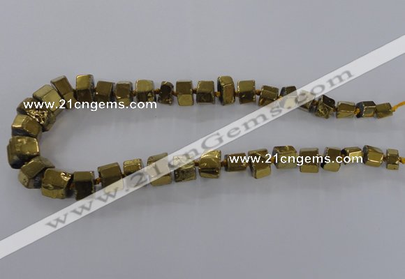 CNG1582 15.5 inches 8*12mm - 12*20mm nuggets plated quartz beads