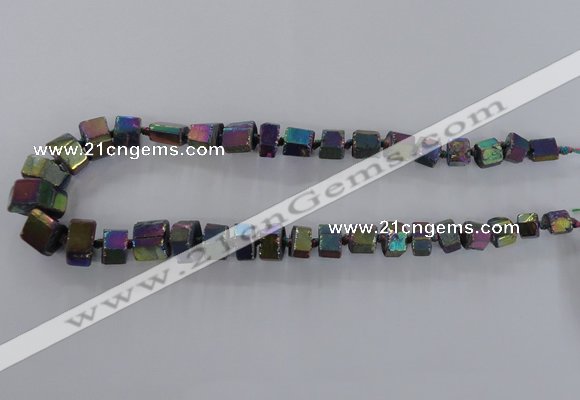 CNG1583 15.5 inches 8*12mm - 12*20mm nuggets plated quartz beads