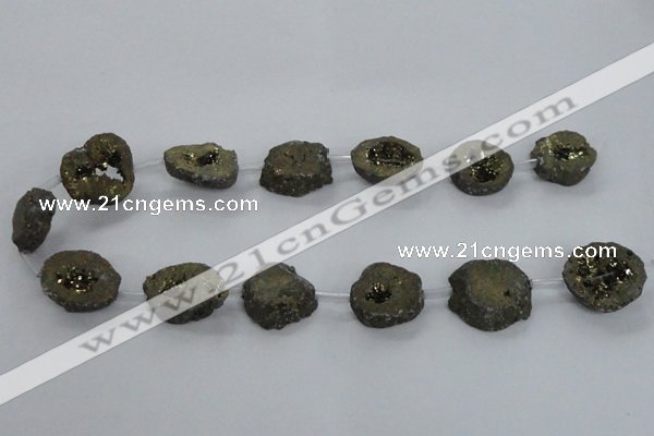 CNG1585 15.5 inches 15*20mm - 20*25mm freeform plated druzy agate beads