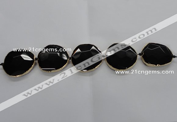 CNG1600 8 inches 38*45mm - 45*48mm freeform agate beads with brass setting