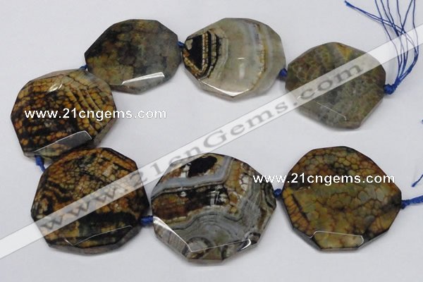 CNG1603 15.5 inches 50*52mm faceted freeform agate beads