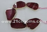 CNG1621 8 inches 35*50mm - 45*55mm freeform agate beads with brass setting