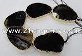 CNG1625 8 inches 40*50mm - 50*60mm freeform agate beads with brass setting