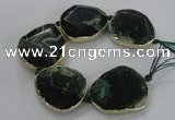 CNG1626 8 inches 40*45mm - 45*50mm freeform agate beads with brass setting