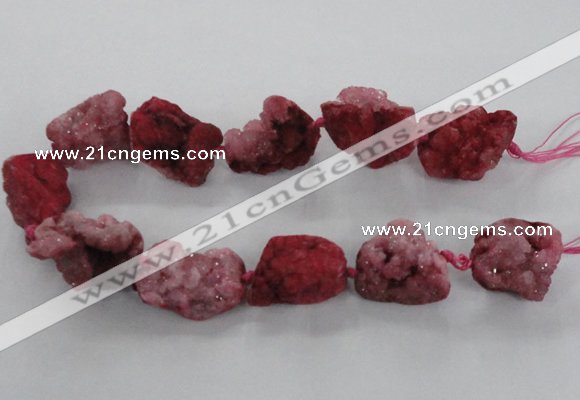 CNG1649 15.5 inches 22*30mm - 25*45mm nuggets plated druzy agate beads