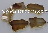 CNG1650 8 inches 35*50mm - 45*65mm freeform agate beads with brass setting