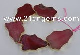 CNG1651 8 inches 35*50mm - 45*65mm freeform agate beads with brass setting