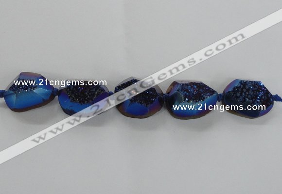 CNG1660 8 inches 20*25mm - 25*30mm freeform plated druzy agate beads