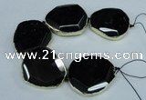 CNG1686 8 inches 40*45mm - 45*50mm freeform agate beads with brass setting