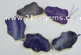 CNG1688 8 inches 35*50mm - 45*65mm freeform agate beads with brass setting