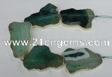 CNG1689 8 inches 35*50mm - 45*65mm freeform agate beads with brass setting