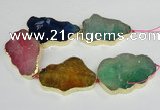 CNG1690 8 inches 35*50mm - 45*65mm freeform agate beads with brass setting