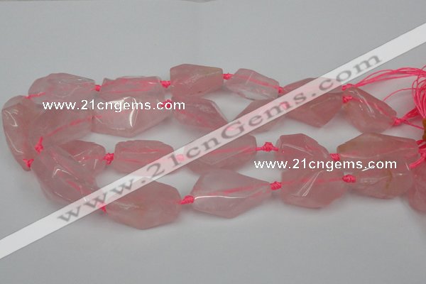 CNG1703 15.5 inches 15*20mm - 18*38mm nuggets rose quartz beads