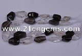 CNG1708 15*20mm - 18*35mm nuggets smoky quartz & white crystal beads