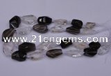 CNG1708 15*20mm - 18*35mm nuggets smoky quartz & white crystal beads