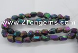 CNG1799 13*18mm - 15*20mm faceted nuggets plated quartz beads