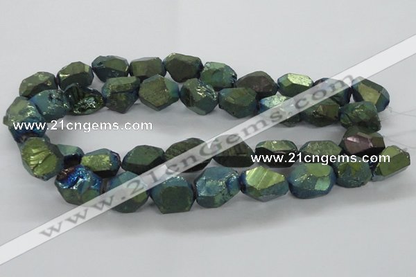 CNG1802 13*18mm - 15*20mm faceted nuggets plated quartz beads