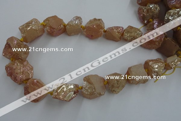 CNG1807 15.5 inches 15*20mm - 20*25mm nuggets plated rose quartz beads