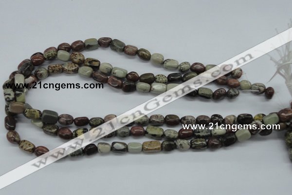 CNG202 15.5 inches 8*13mm nuggets leopard skin jasper beads