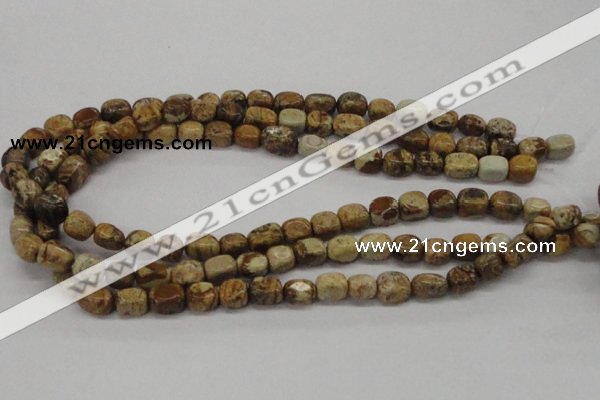 CNG208 15.5 inches 8*10mm nuggets picture jasper gemstone beads