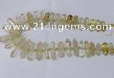 CNG2150 15.5 inches 8*25mm - 10*40mm faceted nuggets lemon quartz beads