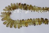 CNG2153 15.5 inches 8*25mm - 10*40mm faceted nuggets lemon quartz beads