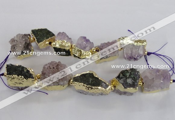 CNG2156 7.5 inches 18*25mm - 22*30mm nuggets druzy amethyst beads