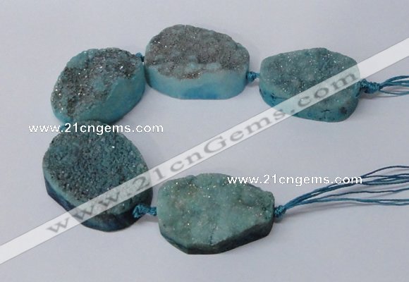 CNG2173 7.5 inches 25*35mm - 35*40mm freeform druzy agate beads