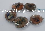 CNG2178 8 inches 40*45mm - 45*50mm freeform agate beads with brass setting