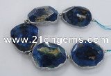 CNG2179 8 inches 40*45mm - 45*50mm freeform agate beads with brass setting