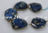 CNG2182 8 inches 40*45mm - 45*50mm freeform agate beads with brass setting