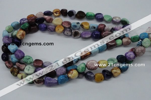 CNG228 15.5 inches 10*14mm nuggets dyed white agate gemstone beads