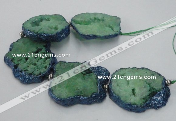 CNG2360 7.5 inches 40*50mm - 55*60mm freeform druzy agate beads