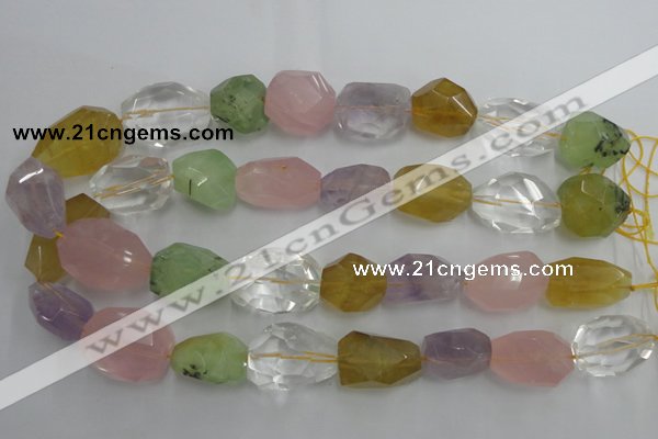 CNG237 15.5 inches 15*20mm – 15*30mm faceted nuggets mixed quartz beads