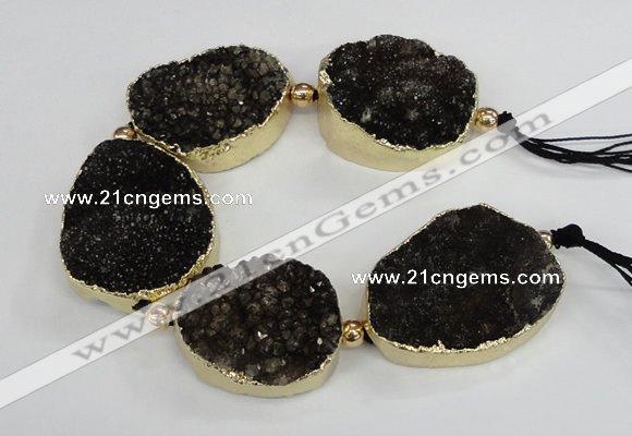 CNG2380 7.5 inches 25*30mm - 30*35mm freeform druzy agate beads